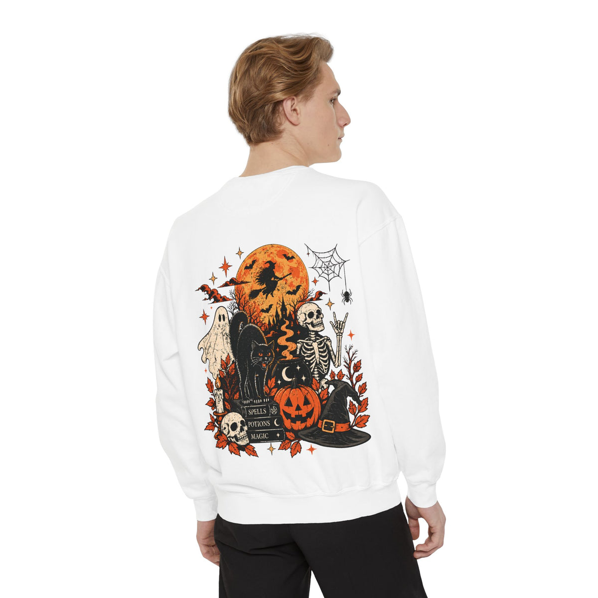 Halloween Vintage Pumpkin Ghosts and Skeletons Sweatshirt