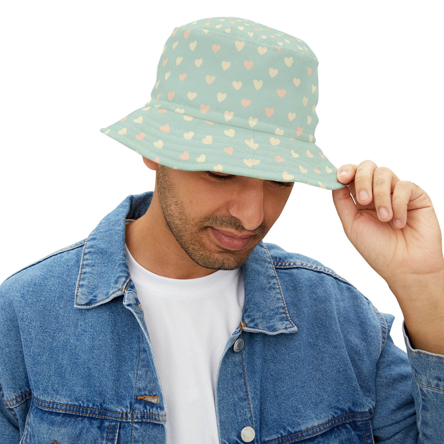 Bucket Hat Heart Pattern