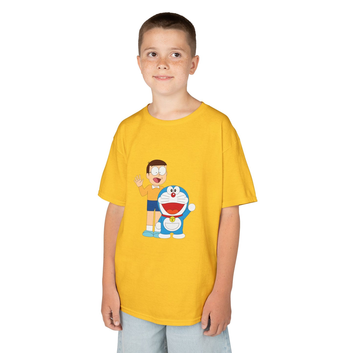 Kids Heavy Cotton Teal T-Shirt with a Graphic Design