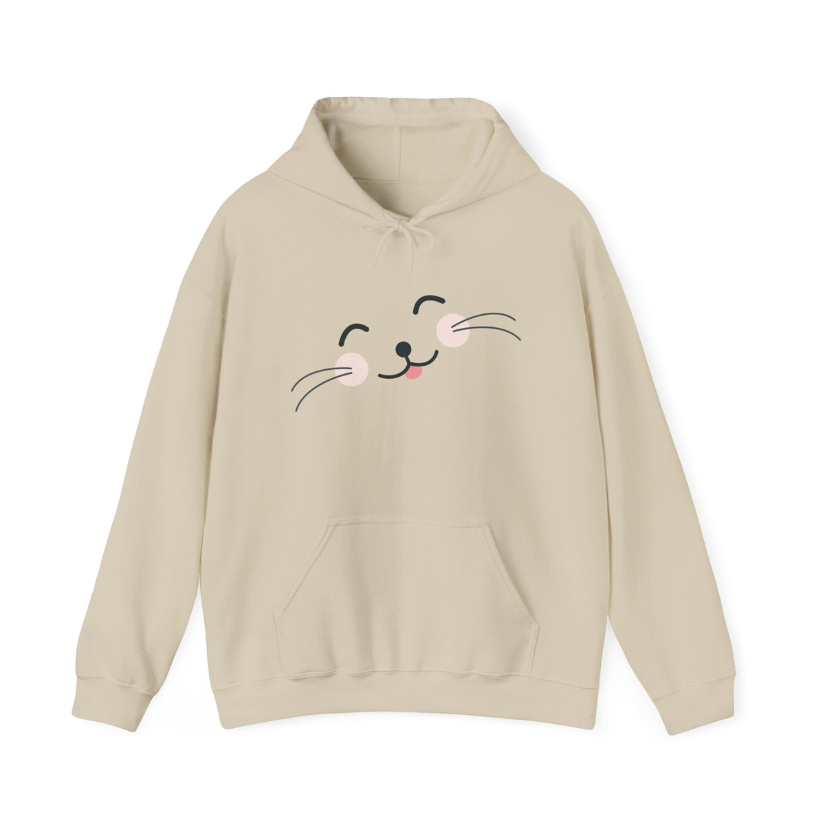 Pink Cozy Unisex Hoodie with Adorable Face Print