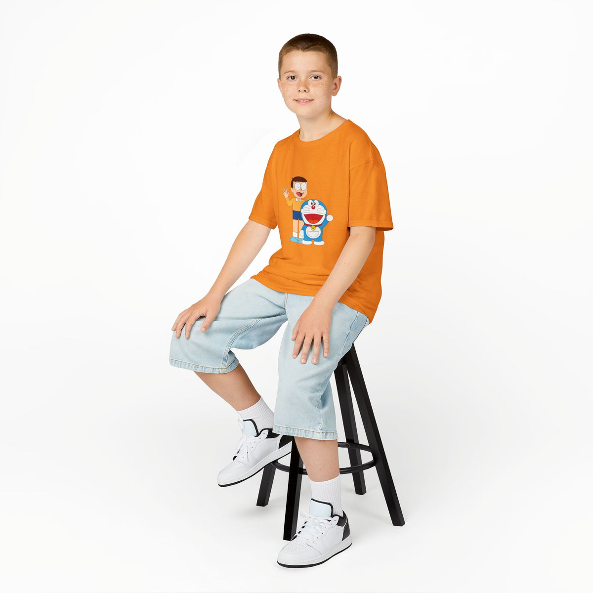 Kids Heavy Cotton Teal T-Shirt with a Graphic Design