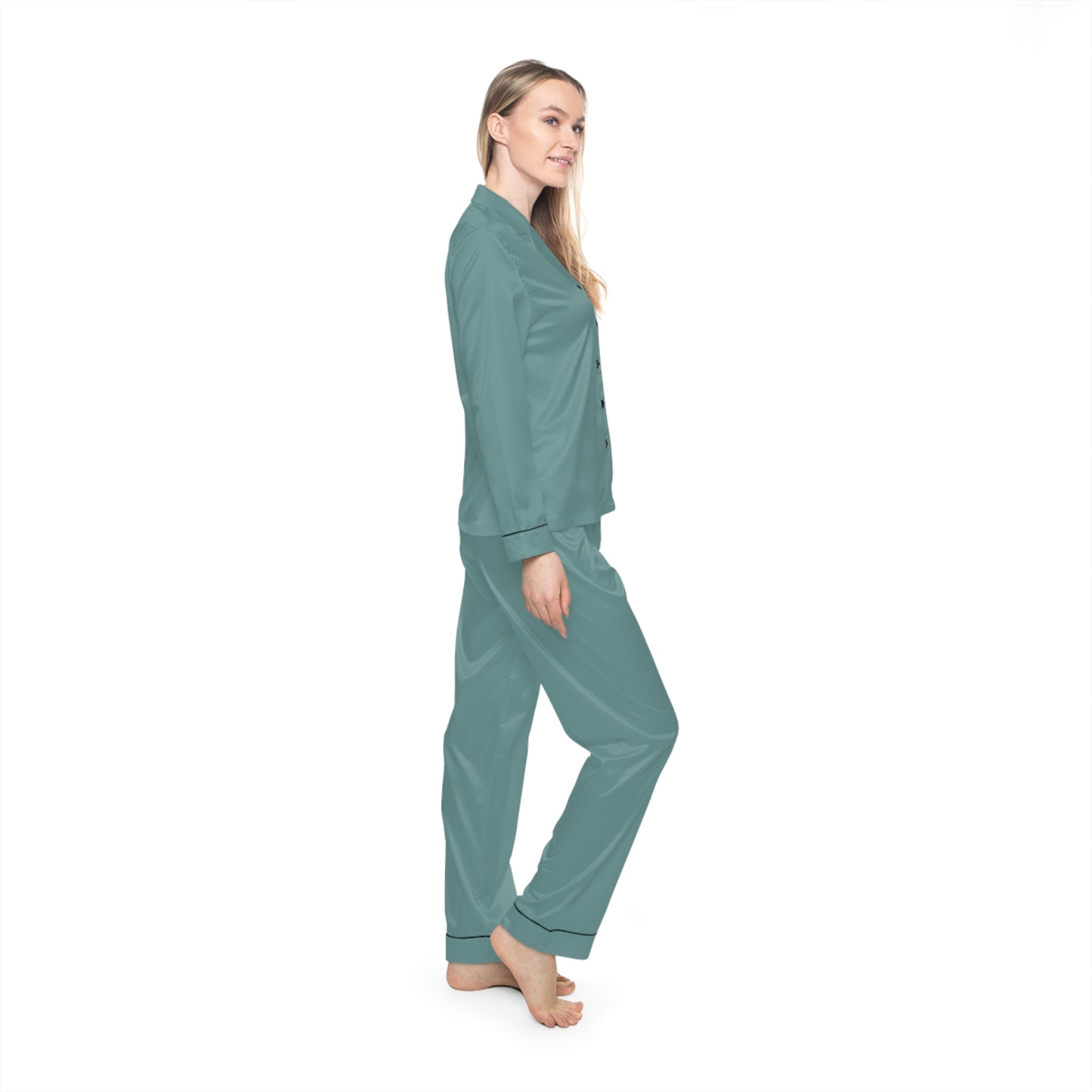 Teal Women’s Satin Pajama Set for Cozy Nightwear