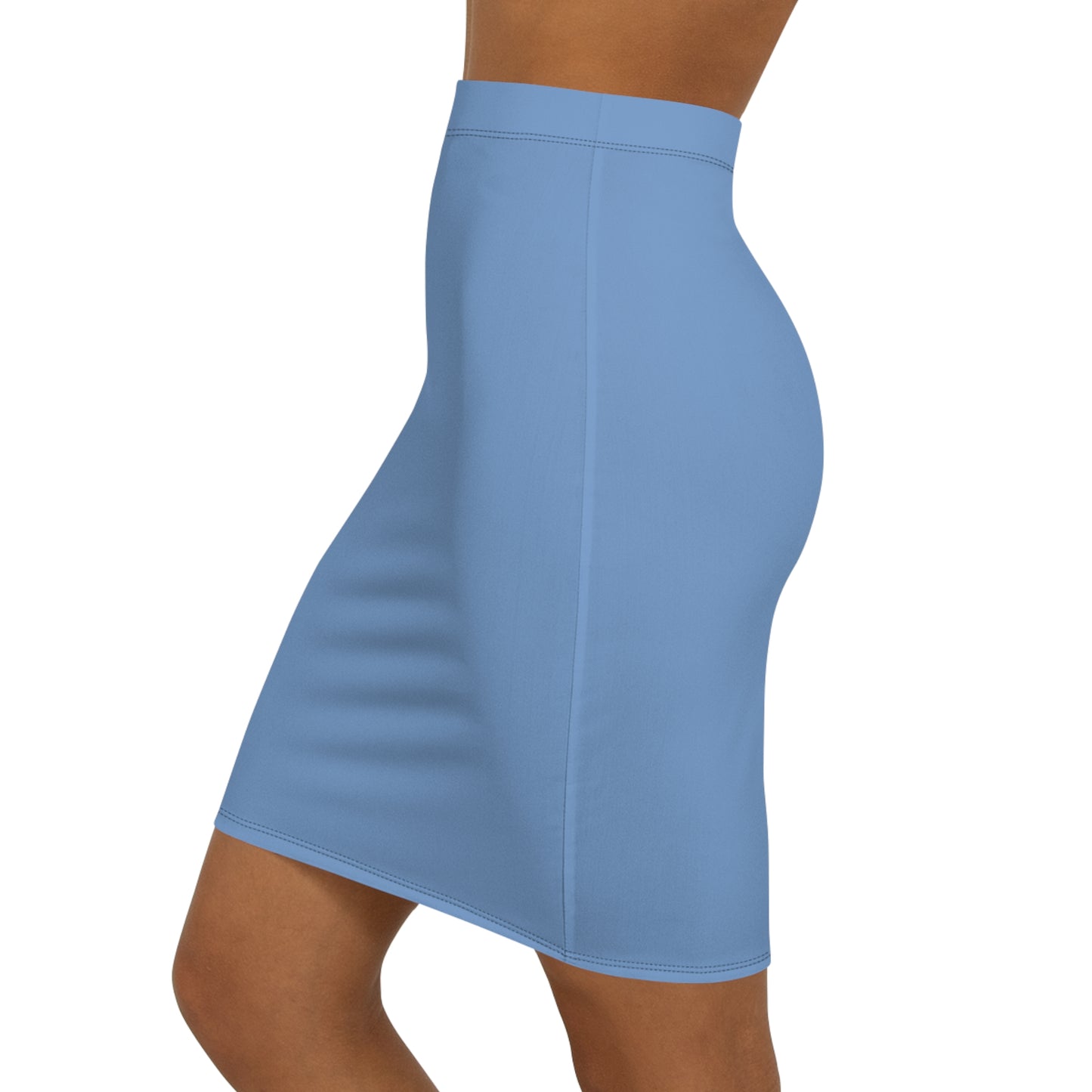 Women Mid-Waist Pencil Skirt - Blue