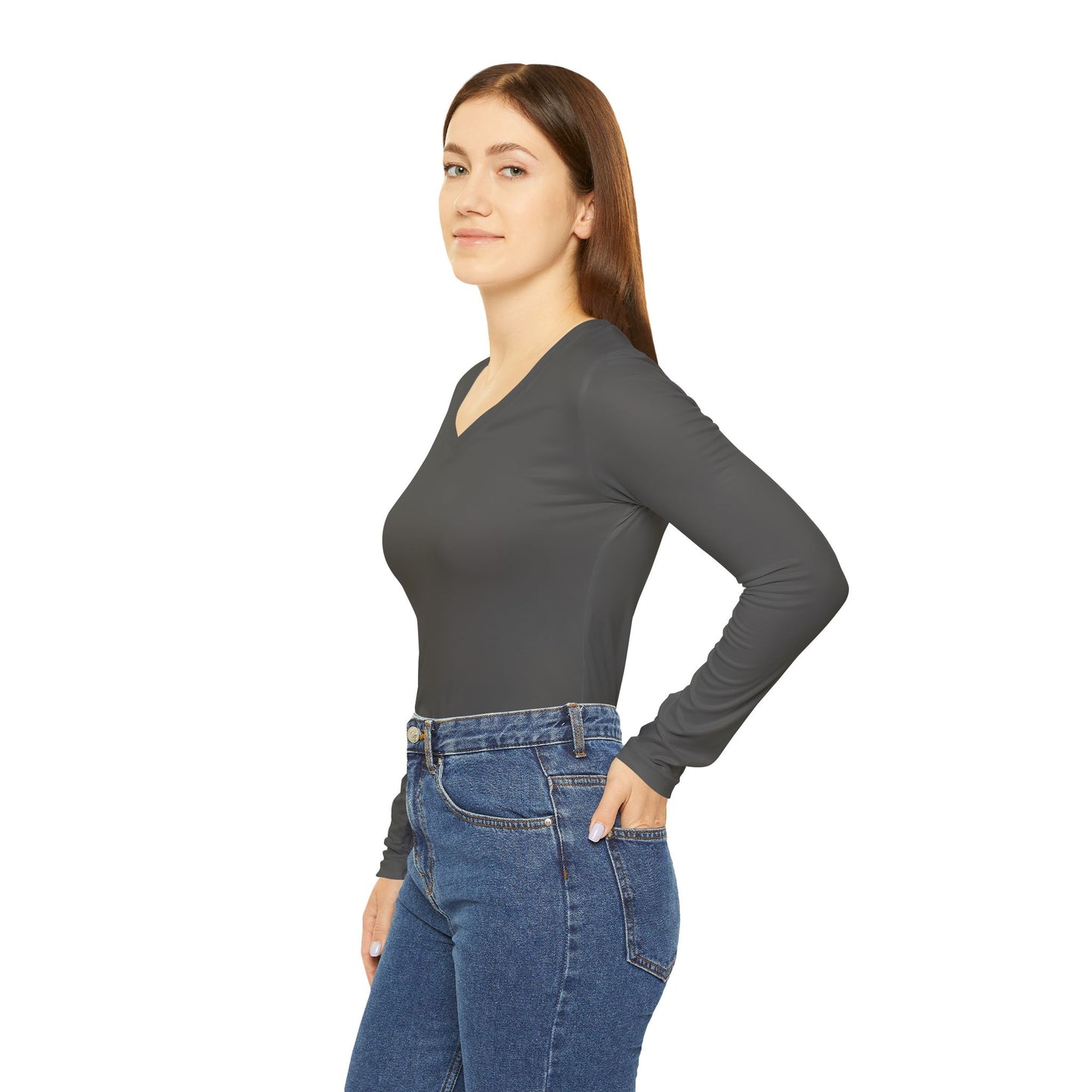 Chic Women's Long Sleeve V-Neck Shirt Casual Layering Top