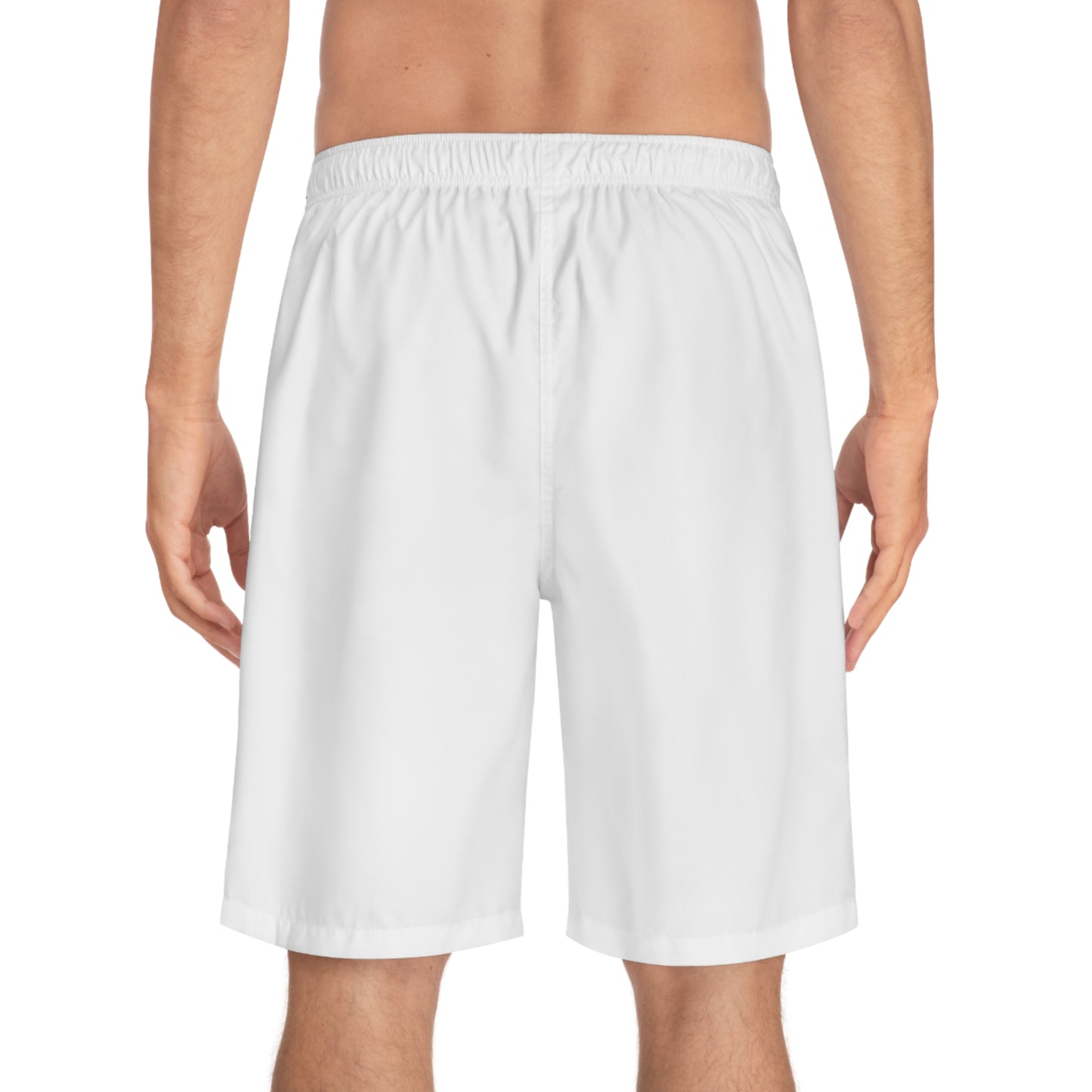 White Men’s All-Over Print Board Shorts for Summer Wear