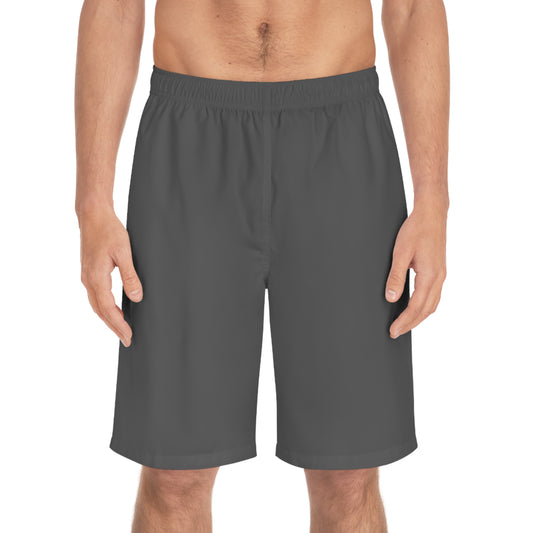 Gray Men’s All-Over Print Board Shorts for Summer Wear