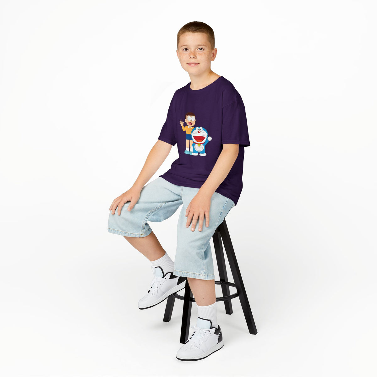 Kids Heavy Cotton Teal T-Shirt with a Graphic Design
