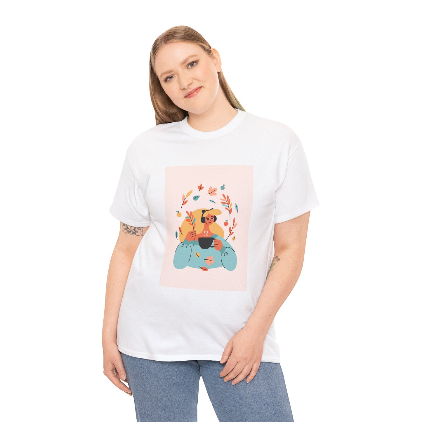 Unisex Cozy Bear Illustration Heavy Cotton T-Shirt