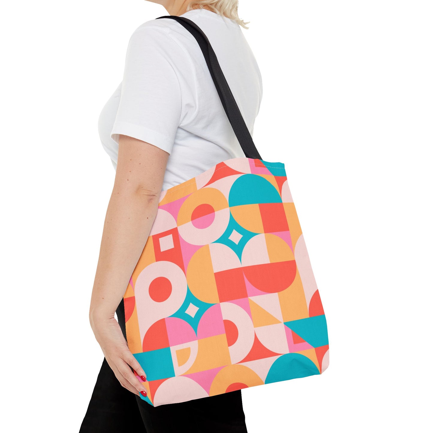 Colorful Geometric Shopping Bag – Trendy Reusable Canvas Tote