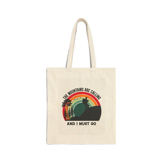 Hiker Sunset Landscape Canvas Tote Bag