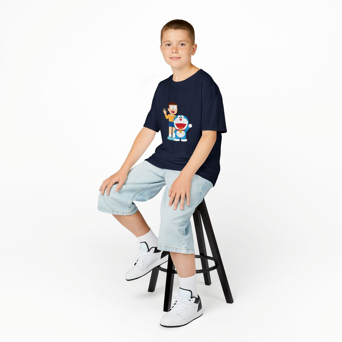 Kids Heavy Cotton Teal T-Shirt with a Graphic Design