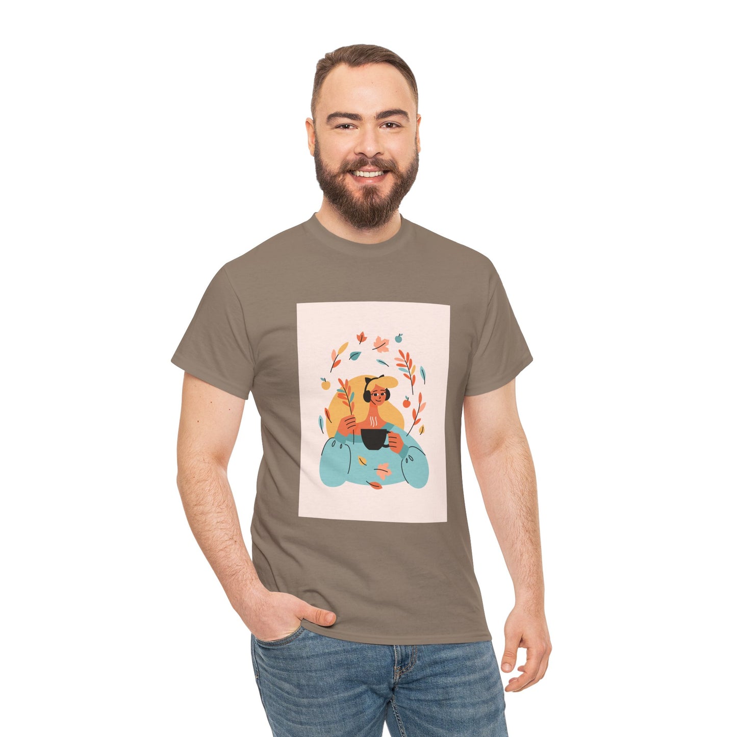 Unisex Cozy Bear Illustration Heavy Cotton T-Shirt
