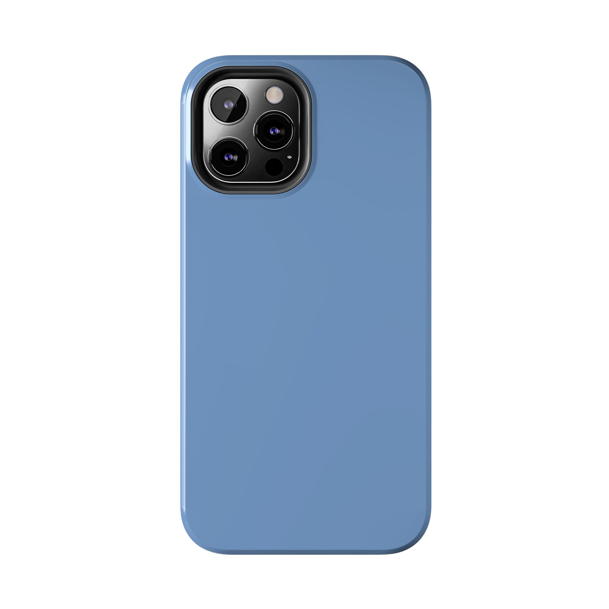 Blue phone case with camera cutout on a white background