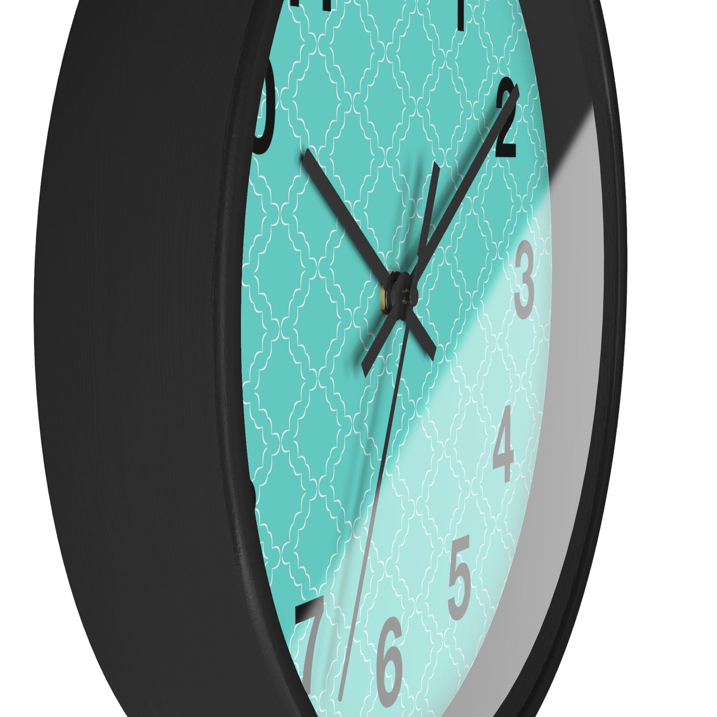 Wall Clock with Turquoise Face and Black Frame