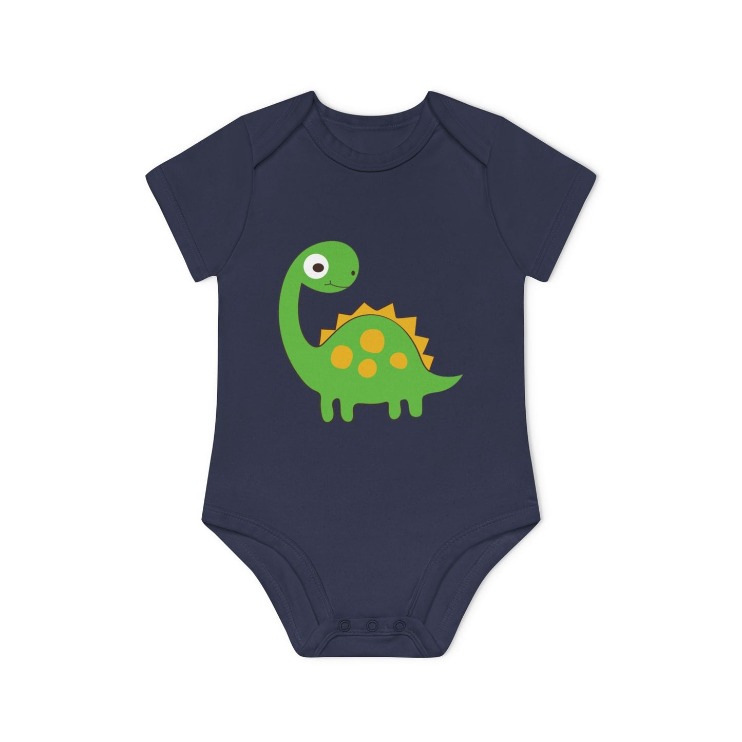 Baby Navy Blue Short Sleeve Dinosaur Bodysuit