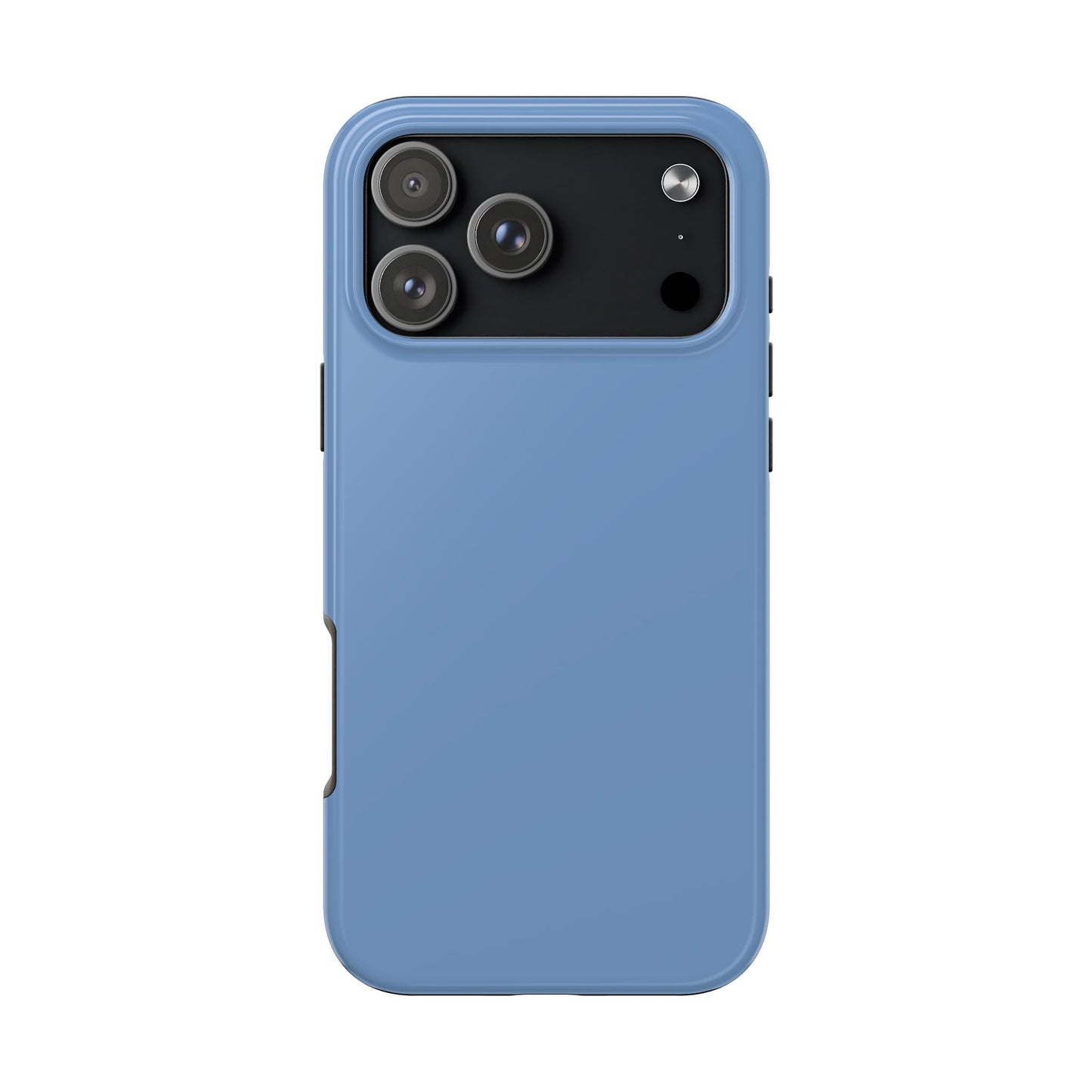 Blue phone case with a black back on a white background