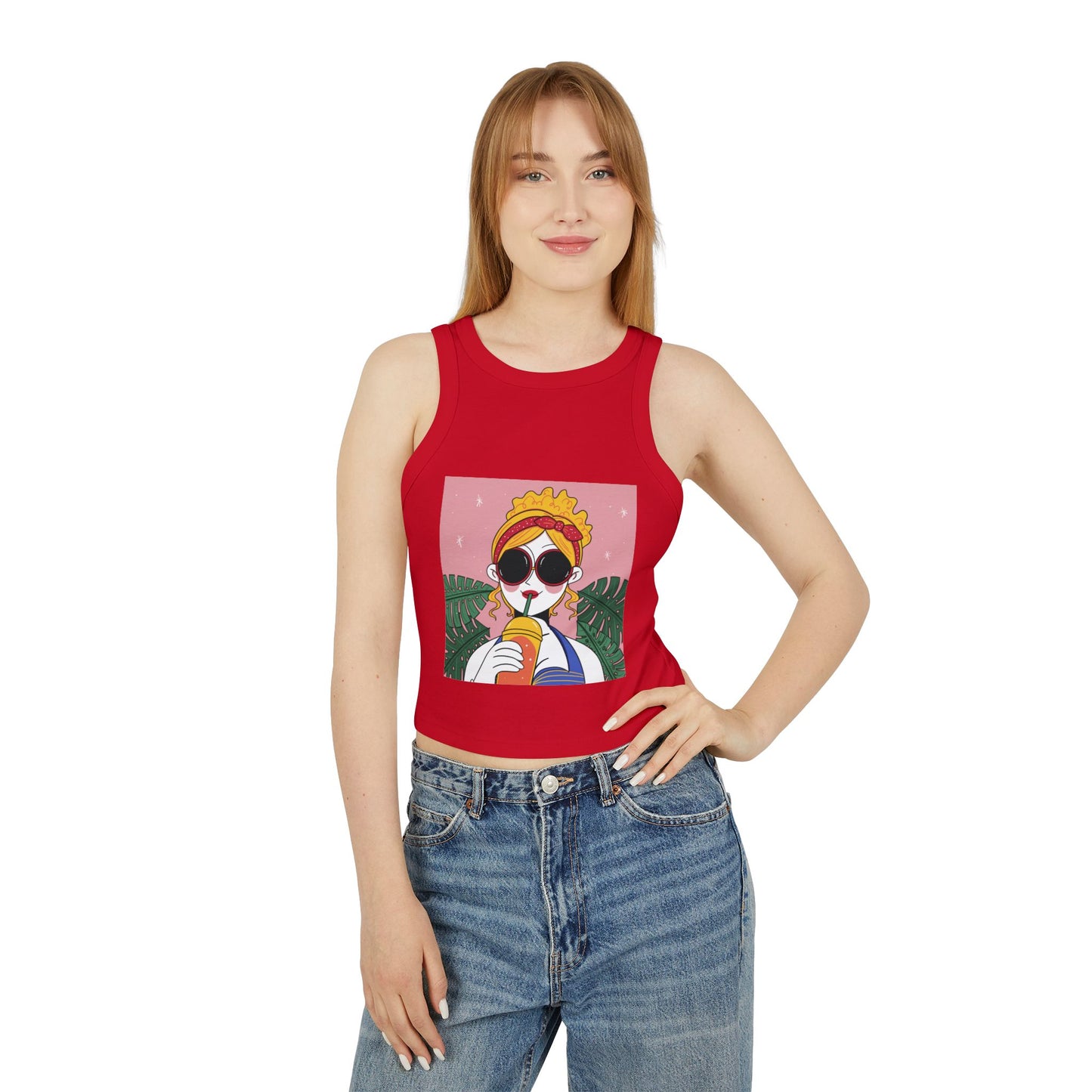 Women’s Chic Racer Tank Top – Casual Summer Crop Top