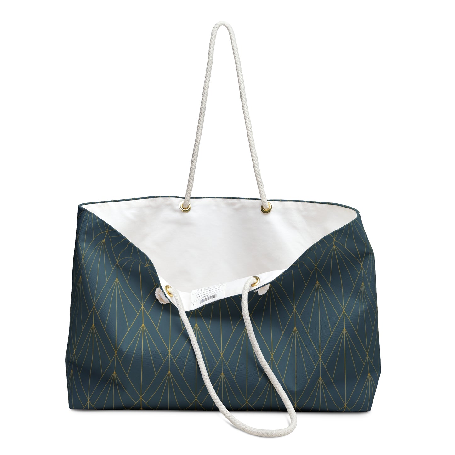 Elegant Navy & Gold Geometry Tote Bag