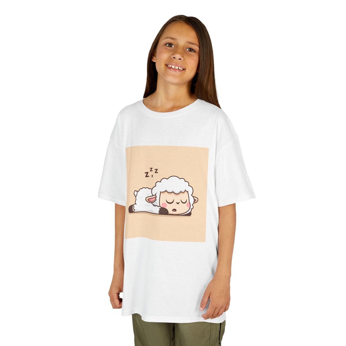 Sleeping Sheep Print Kids Heavy Cotton T-Shirt