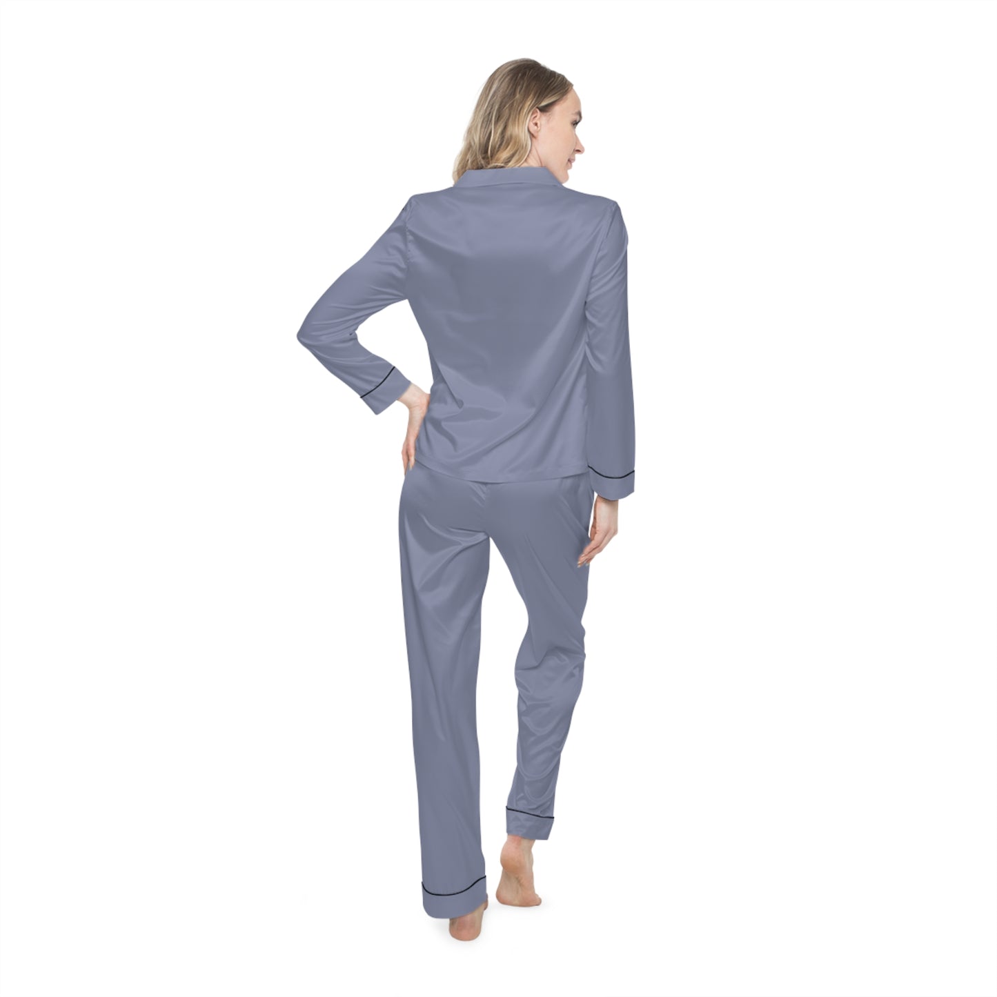 Light Blue Women’s Satin Pajama Set for Cozy Nightwear