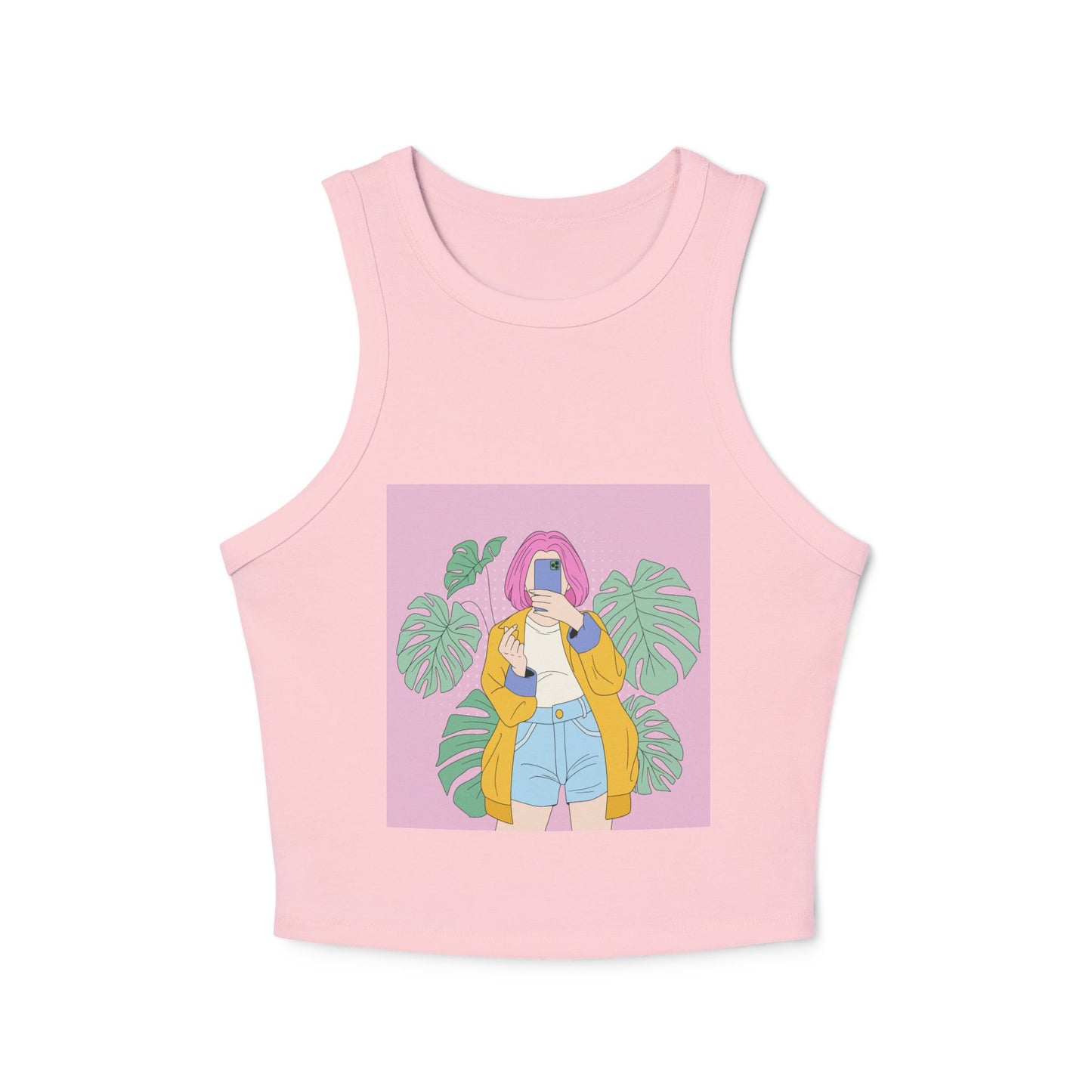 Chic Women's Crop Tank Top with Tropical Vibes, Summer Fashion, Beachwear, Casual Outing, Gift for Her