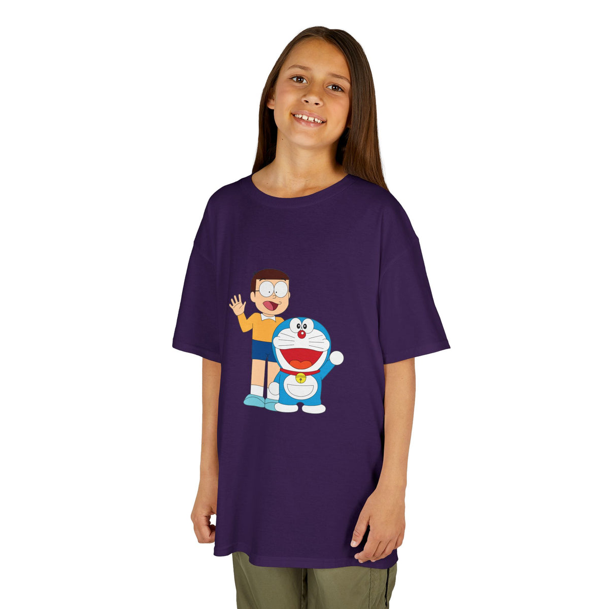 Kids Heavy Cotton Teal T-Shirt with a Graphic Design