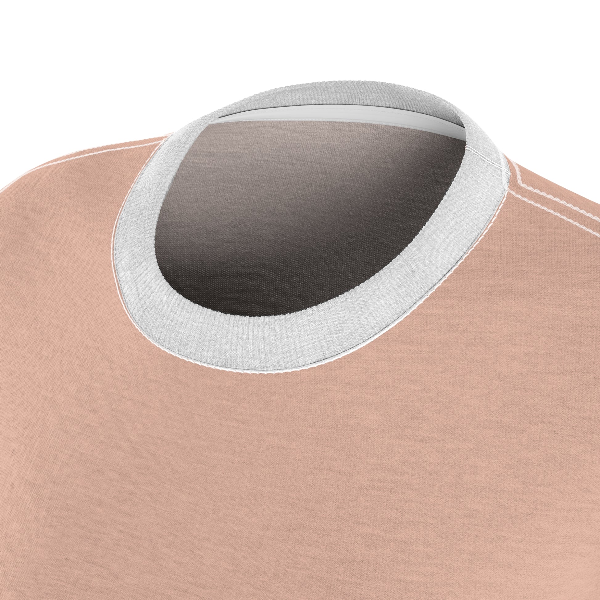 Close-up of a pink garment with a white collar on a white background