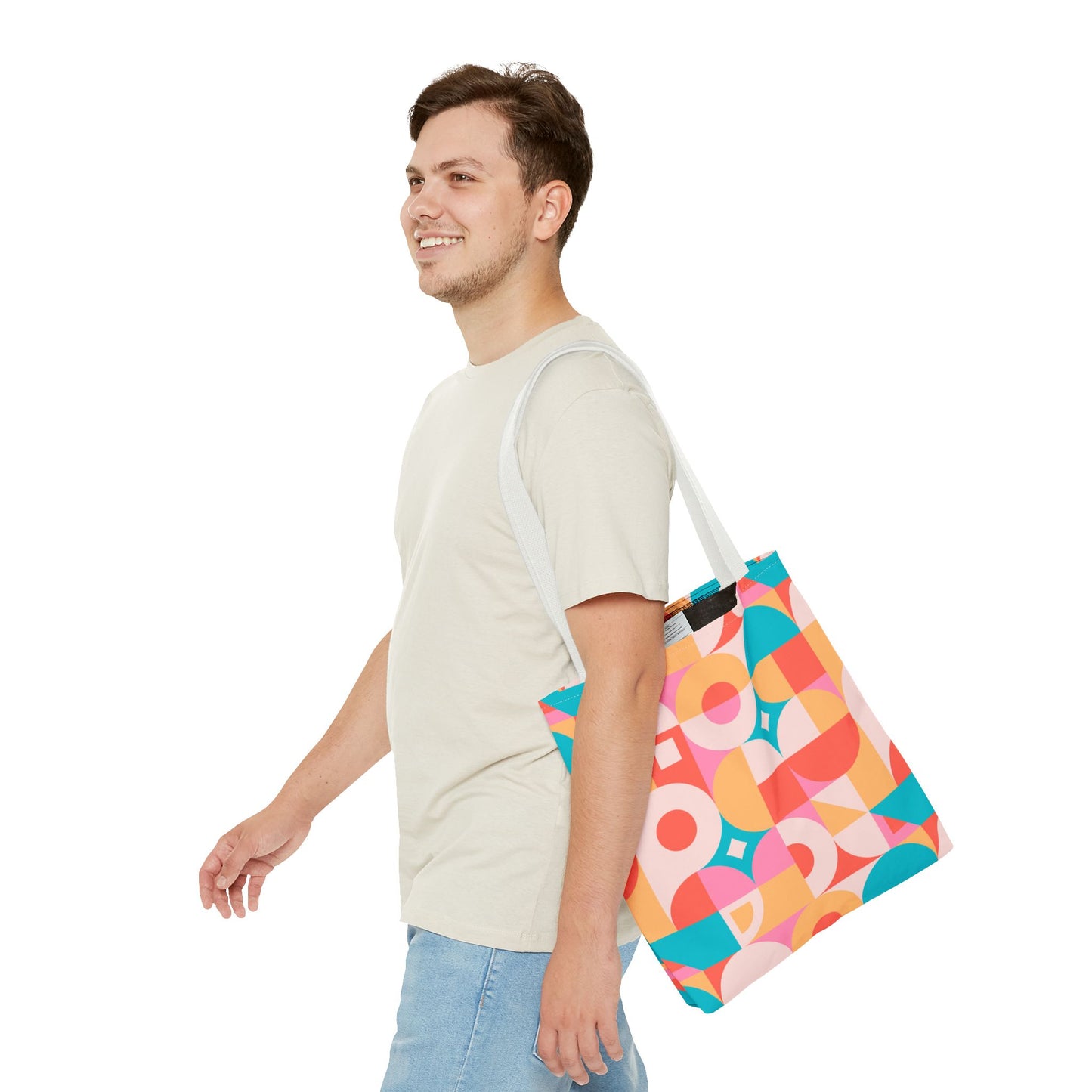 Colorful Geometric Shopping Bag – Trendy Reusable Canvas Tote