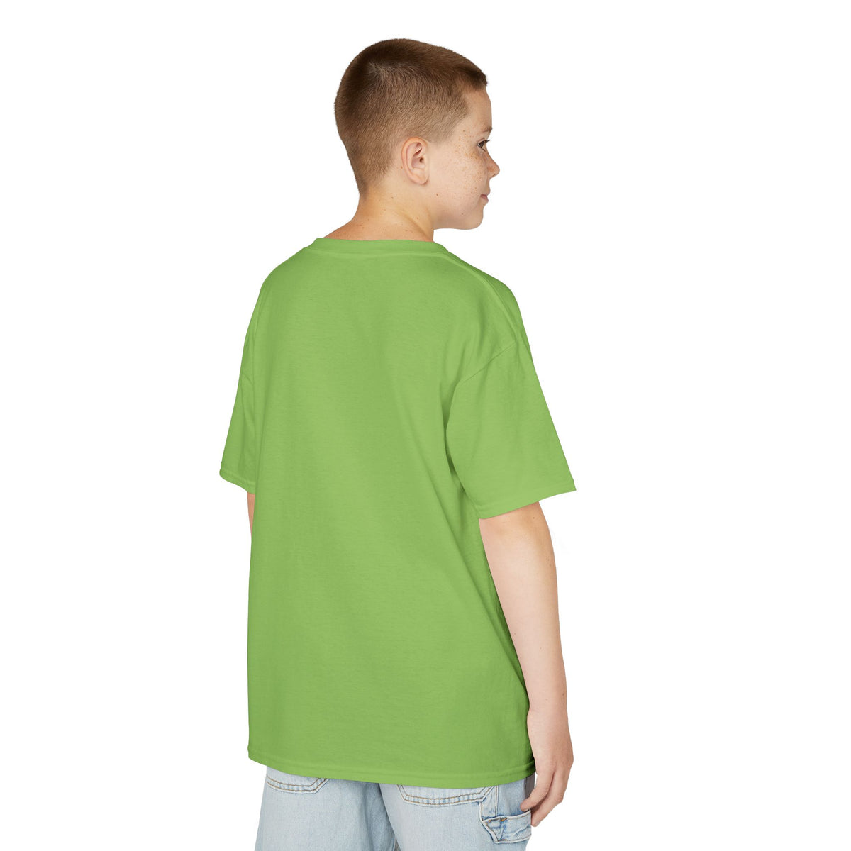 Kids Heavy Cotton Teal T-Shirt with a Graphic Design