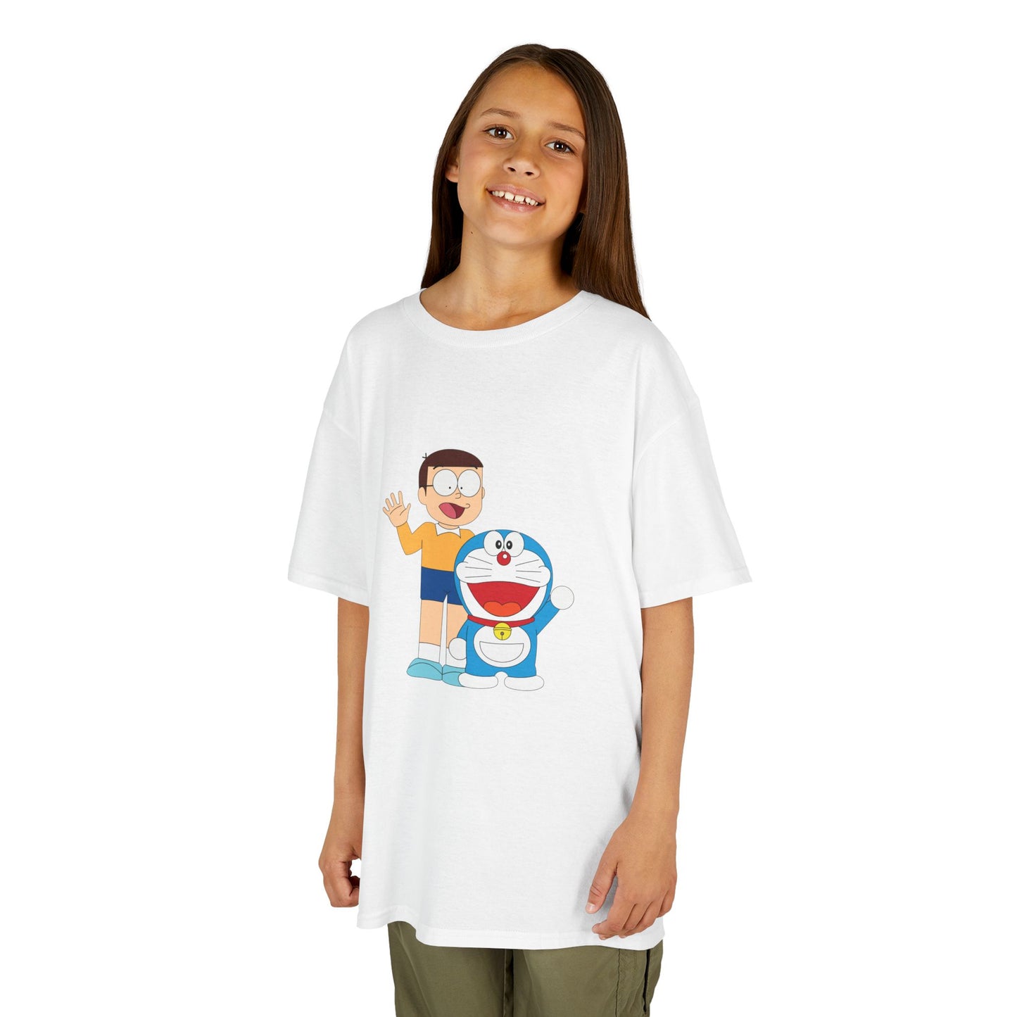 Kids Heavy Cotton Teal T-Shirt with a Graphic Design