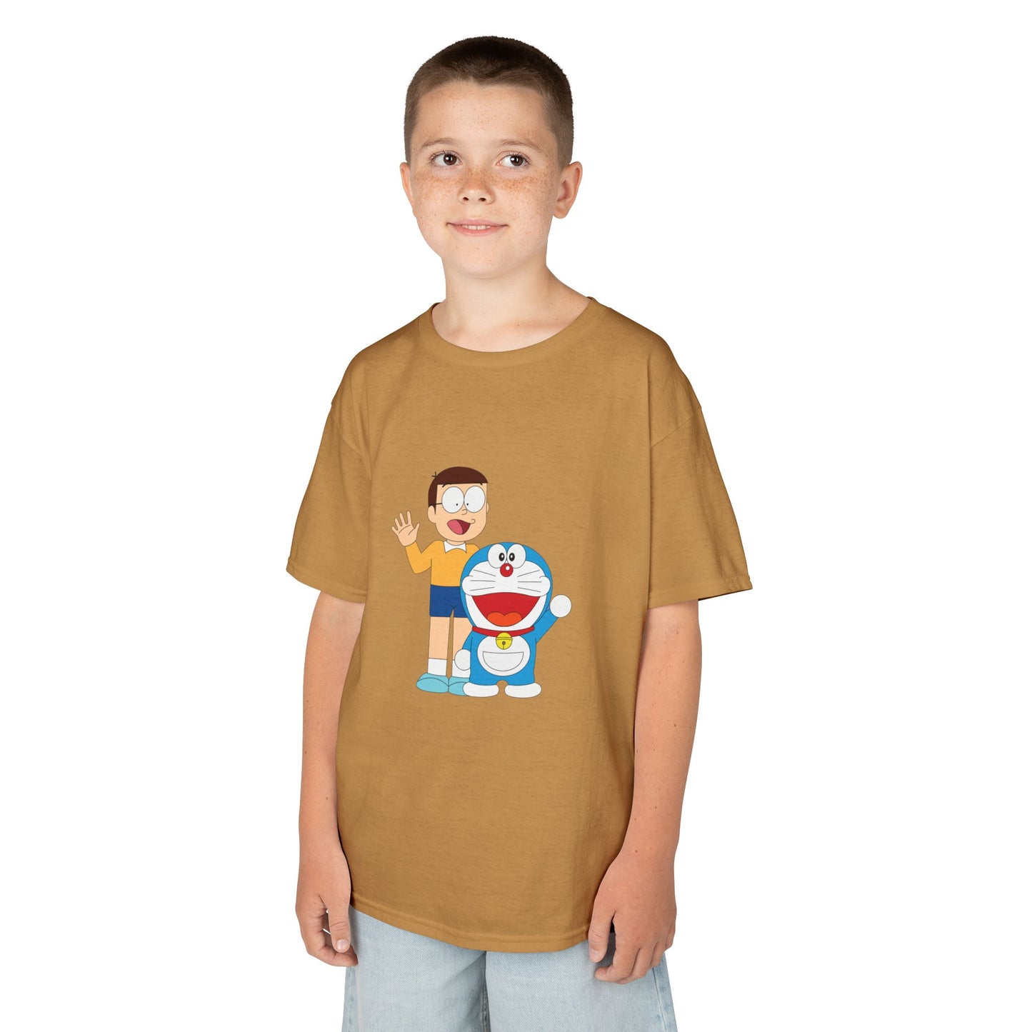 Kids Heavy Cotton Teal T-Shirt with a Graphic Design