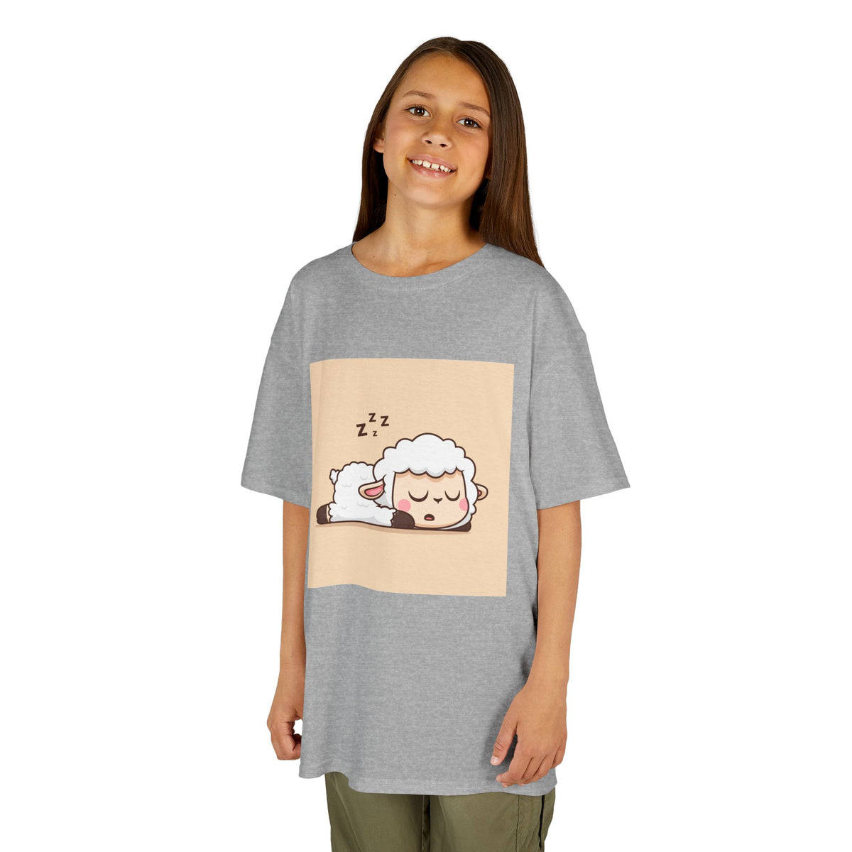 Sleeping Sheep Print Kids Heavy Cotton T-Shirt