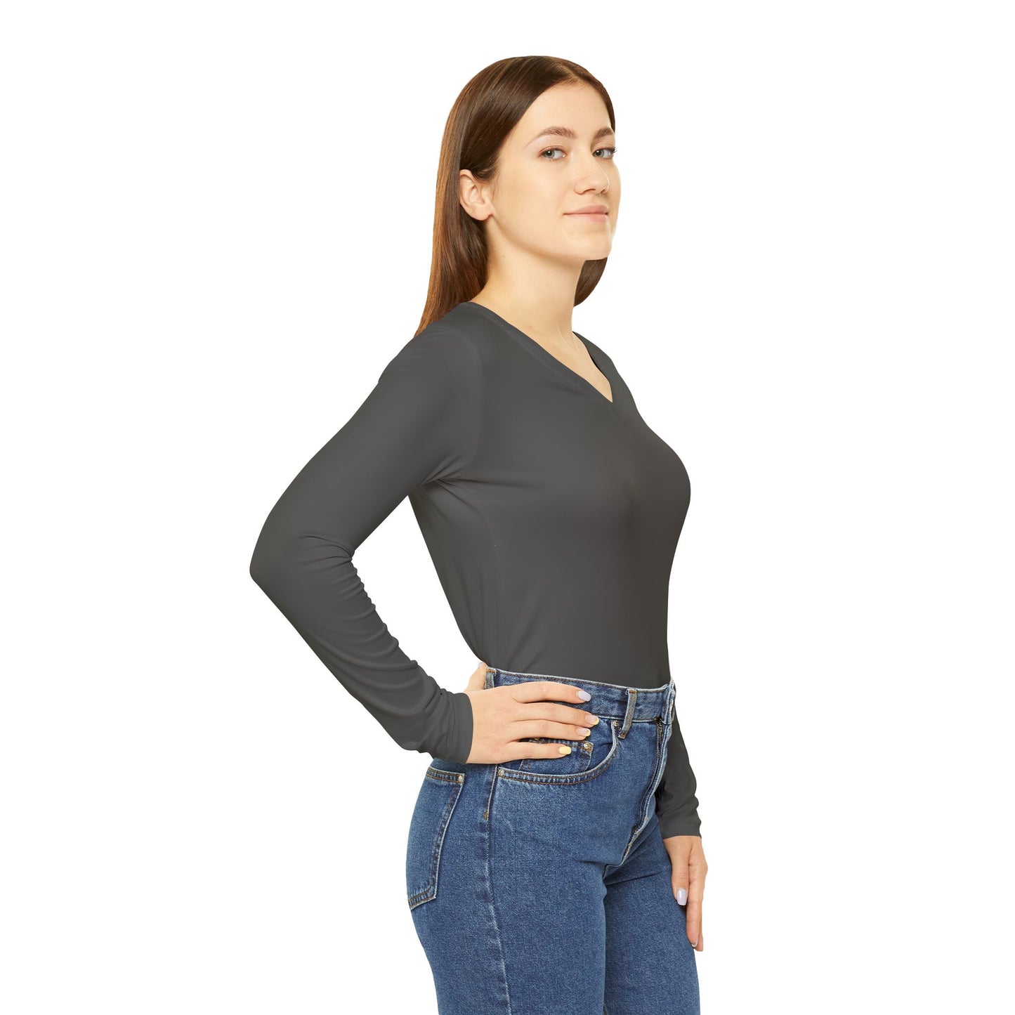 Chic Women's Long Sleeve V-Neck Shirt Casual Layering Top