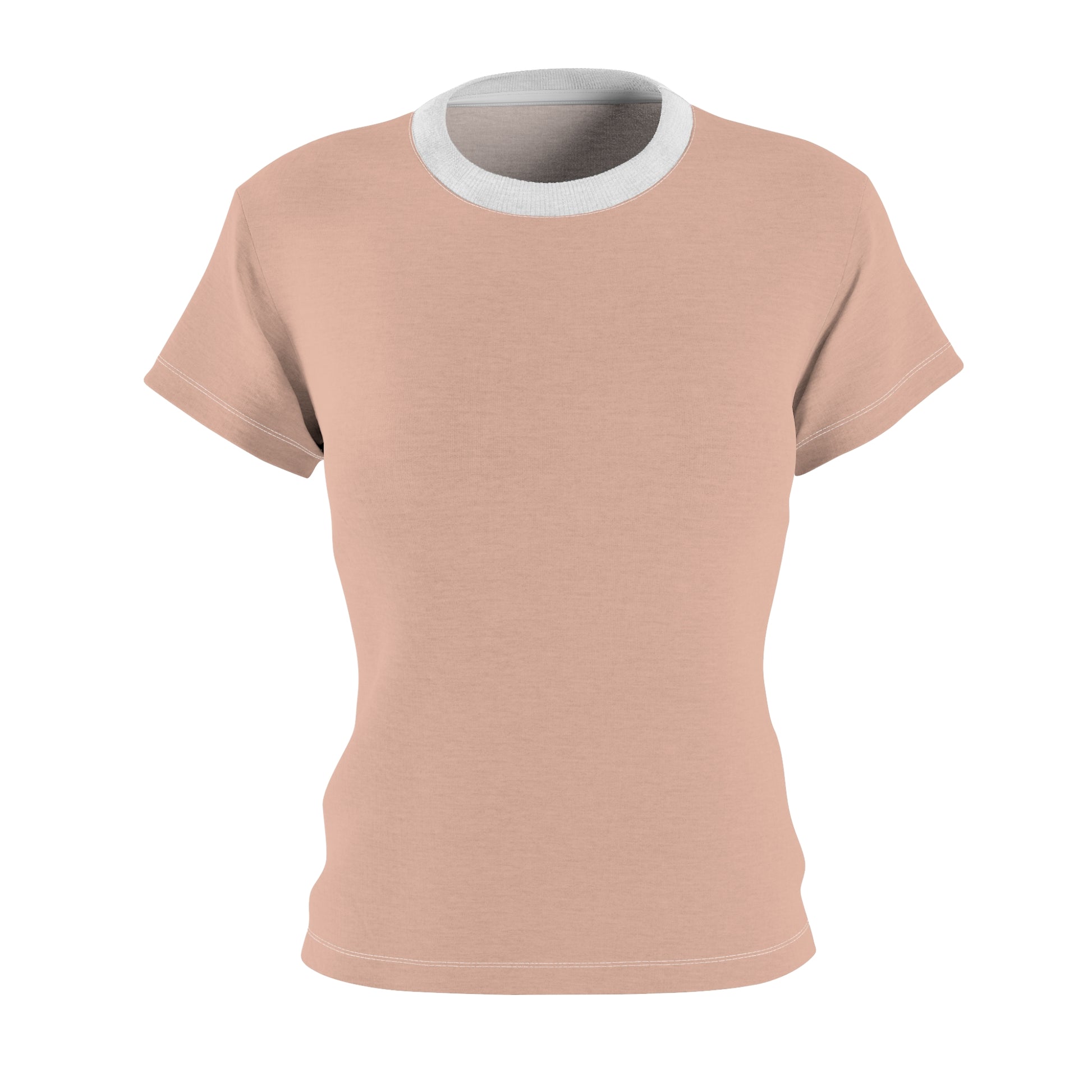 Beige t-shirt with a white collar on a white background