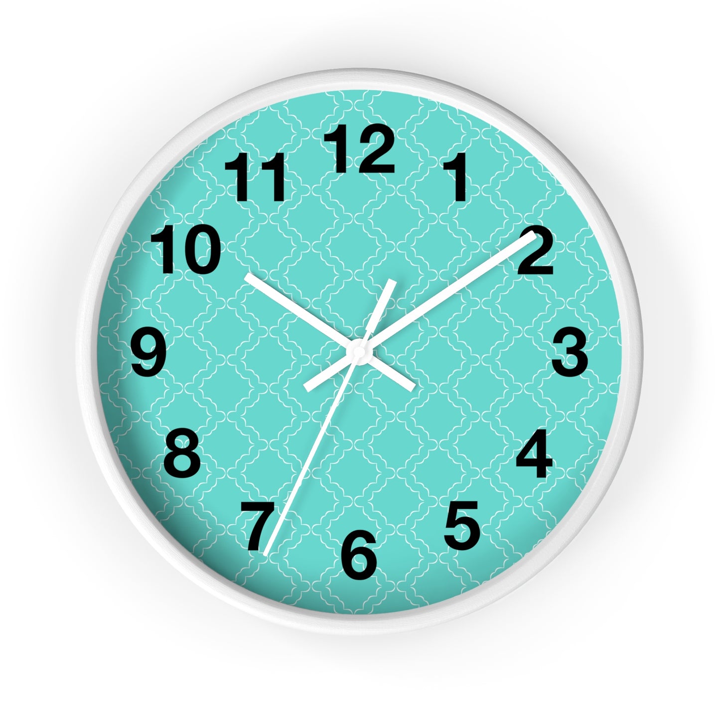 Wall Clock with Turquoise Face and Black Frame