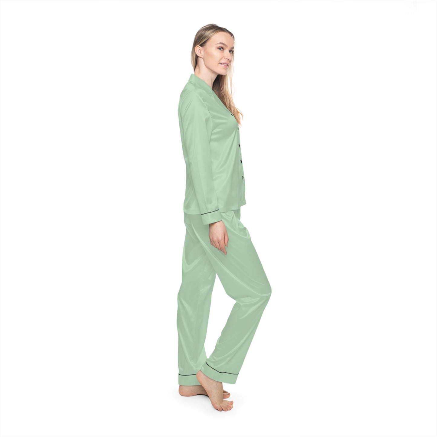 Women’s Satin Pajama Set with Soft All-Over Print Design