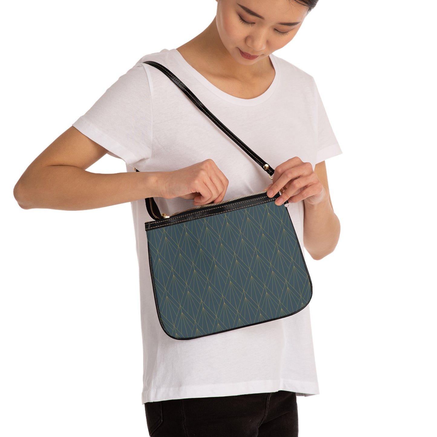 Geometric Pattern Shoulder Bag Stylish Women’s Zipper Crossbody