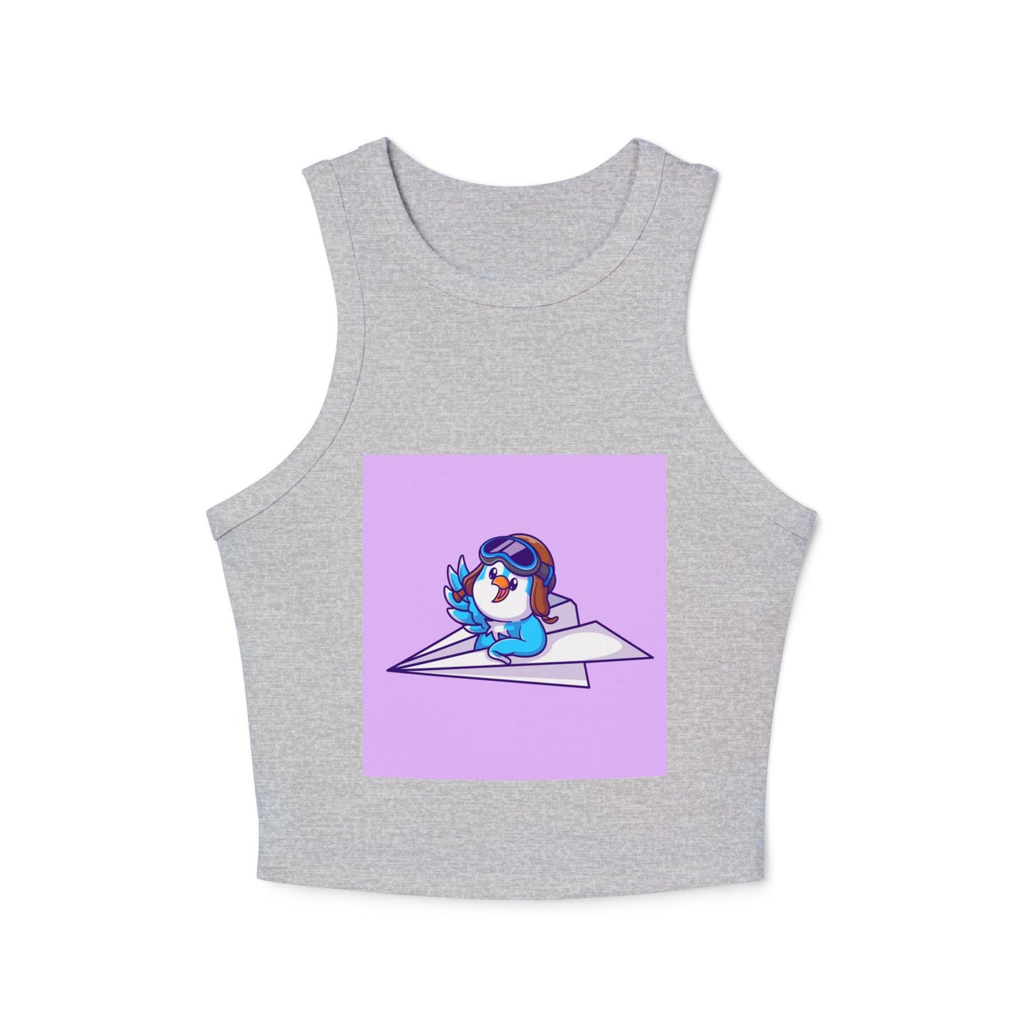 Playful Racer Tank Top with Whimsical Paper Plane Design