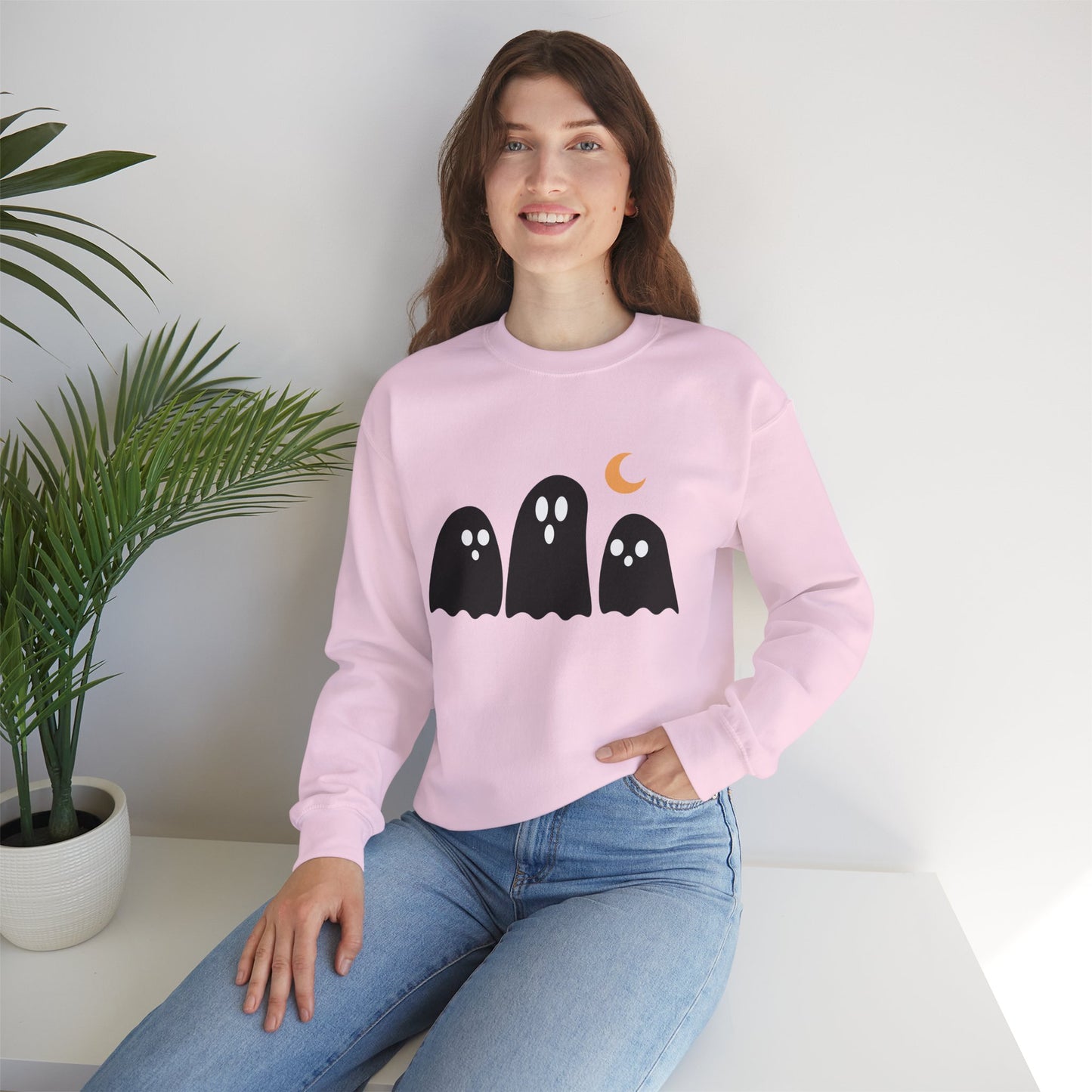 Kawaii Ghost Halloween Unisex Crewneck Sweatshirt