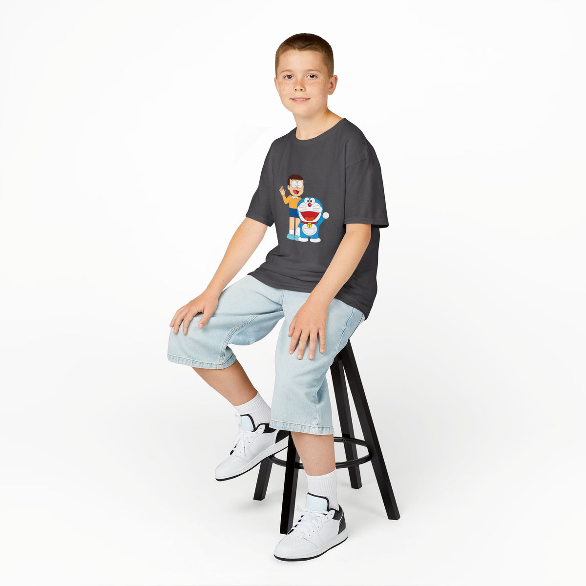 Kids Heavy Cotton Teal T-Shirt with a Graphic Design