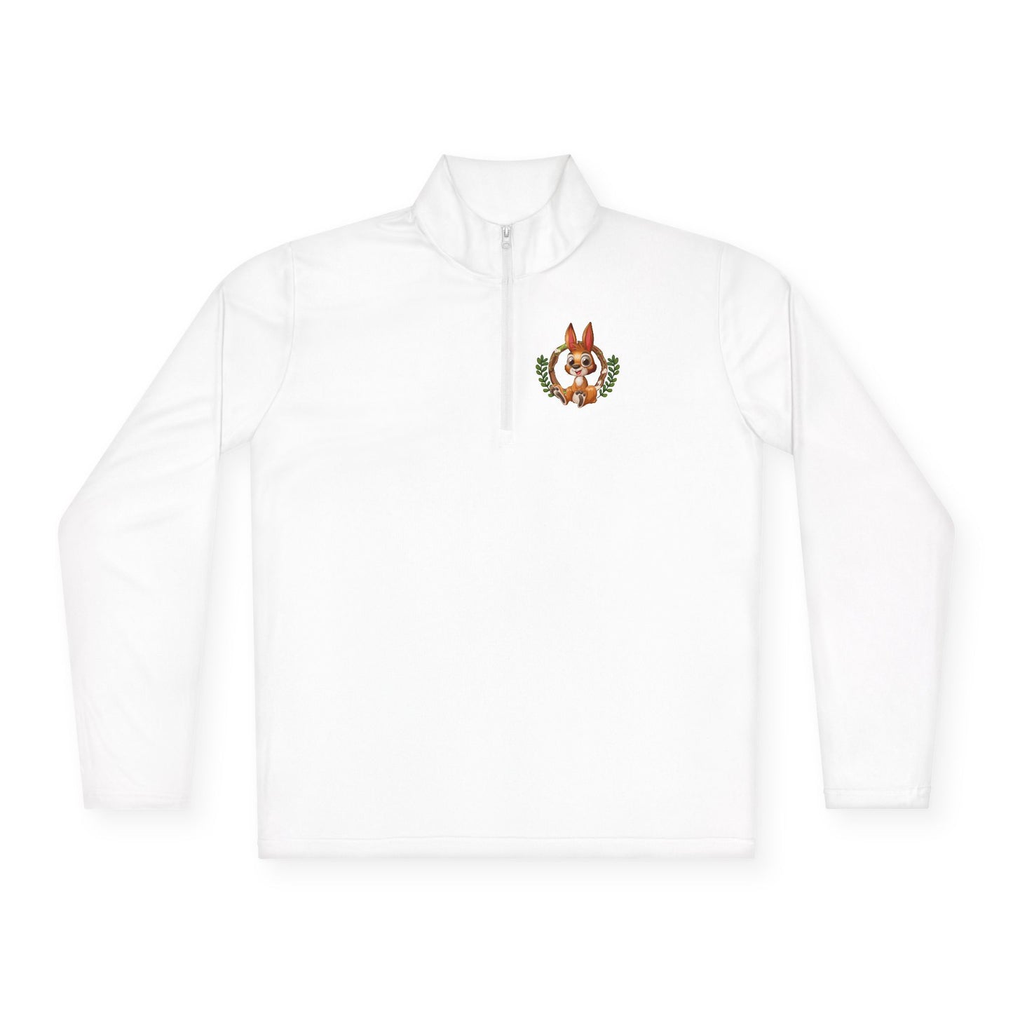 Classic Black Unisex Quarter-Zip Pullover with Crest Detail