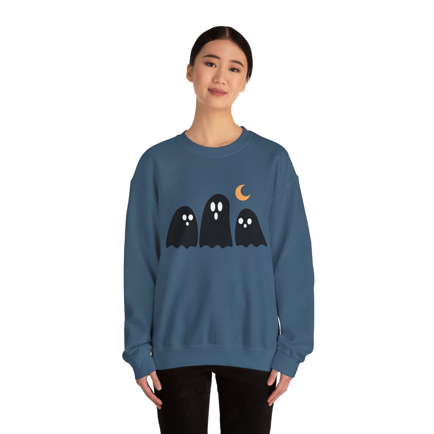 Kawaii Ghost Halloween Unisex Crewneck Sweatshirt