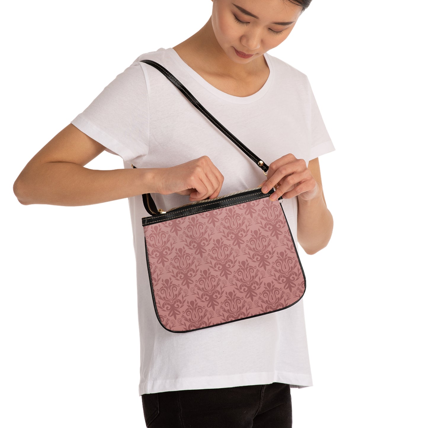 Soft Pink Baroque Print Purse Trendy Women’s Side Bag