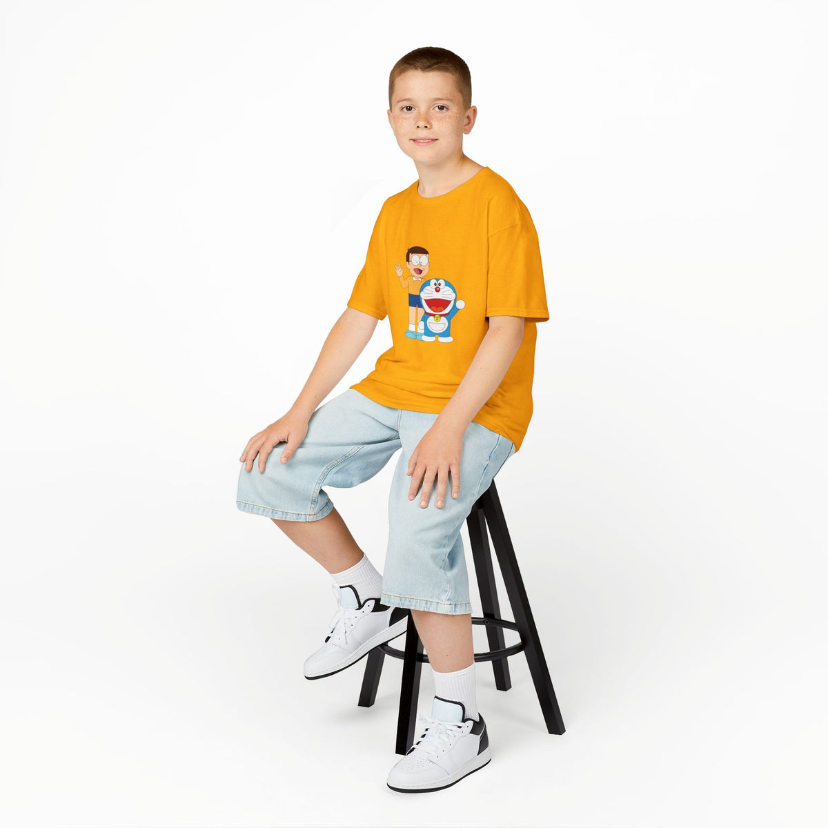 Kids Heavy Cotton Teal T-Shirt with a Graphic Design
