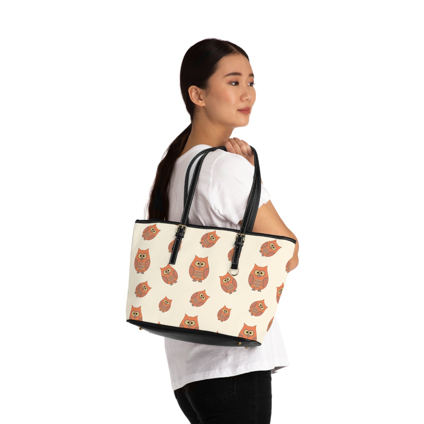 Playful Owl Pattern Large Handbag