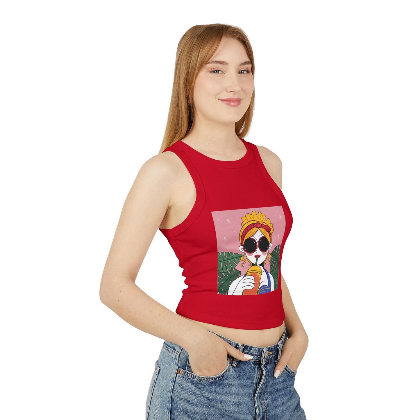 Women’s Chic Racer Tank Top – Casual Summer Crop Top