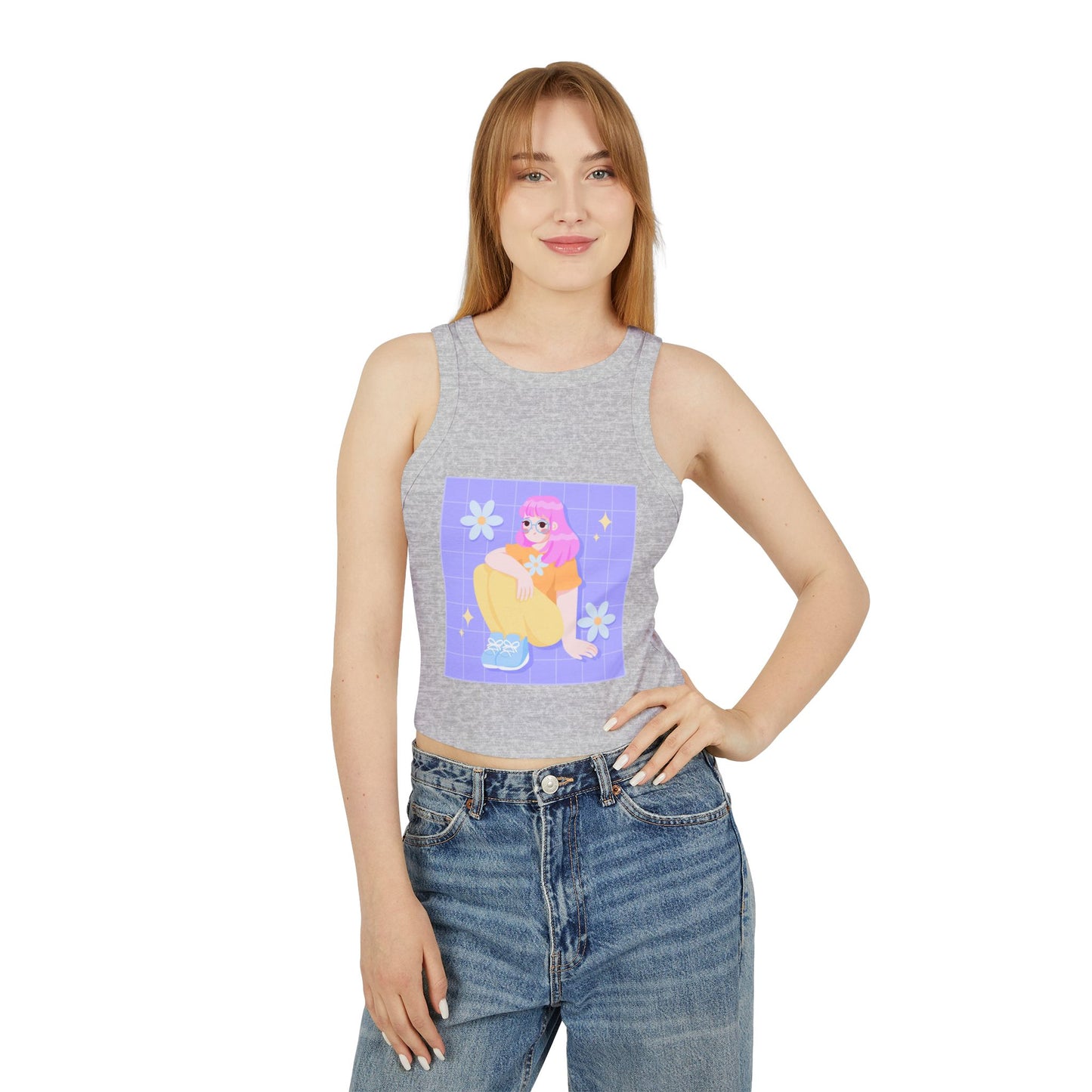 Cute Floral Graphic Tank Top – Women’s Summer Tee