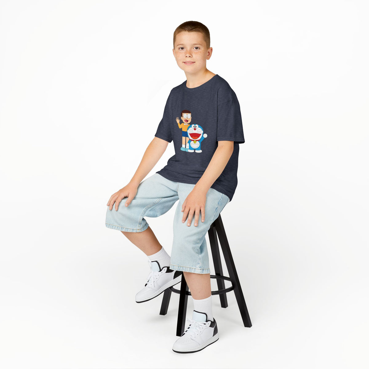 Kids Heavy Cotton Teal T-Shirt with a Graphic Design