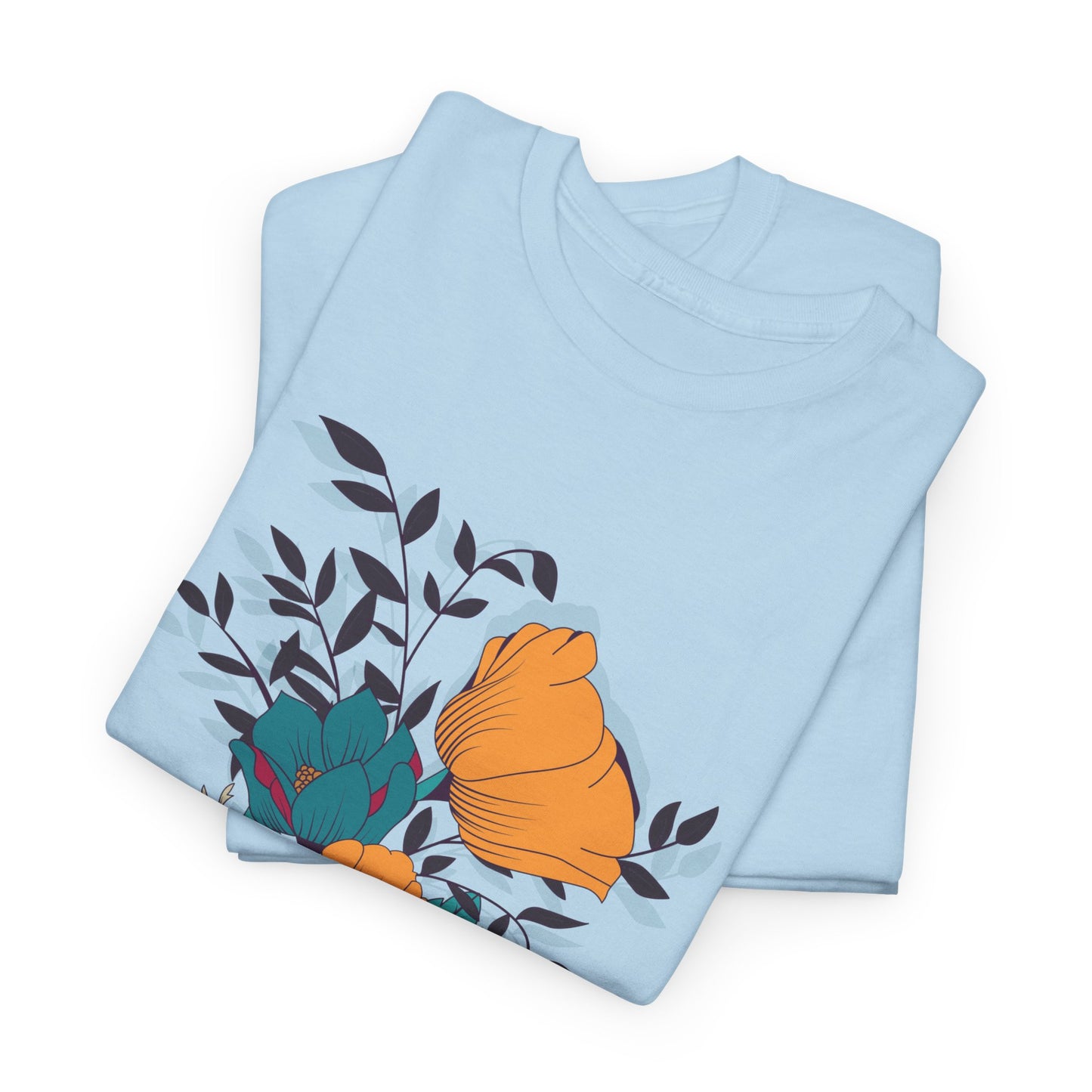 Women’s Heavy Cotton Graphic Tee Stylish Flower Print