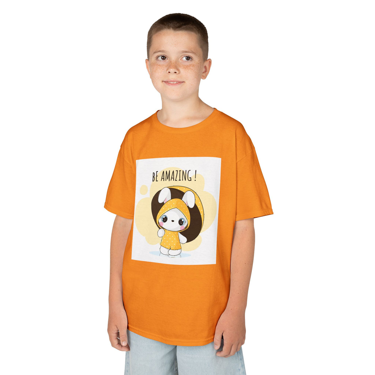 Yellow Kids Heavy Cotton t-shirt with a Cartoon Character